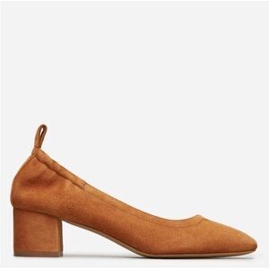 Everlane The Italian Leather Day Heel Cognac Suede 5.5 Ballet Block Heel Women's